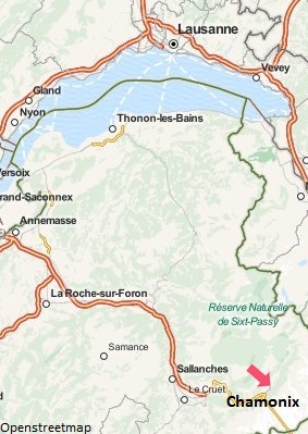 Carte de Chamonix en Haute Savoie