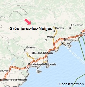 Carte de la petite station de ski de Gréolières les Neiges 06