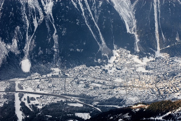 Vue sur Chamonix depuis l'Aiguille du Midi